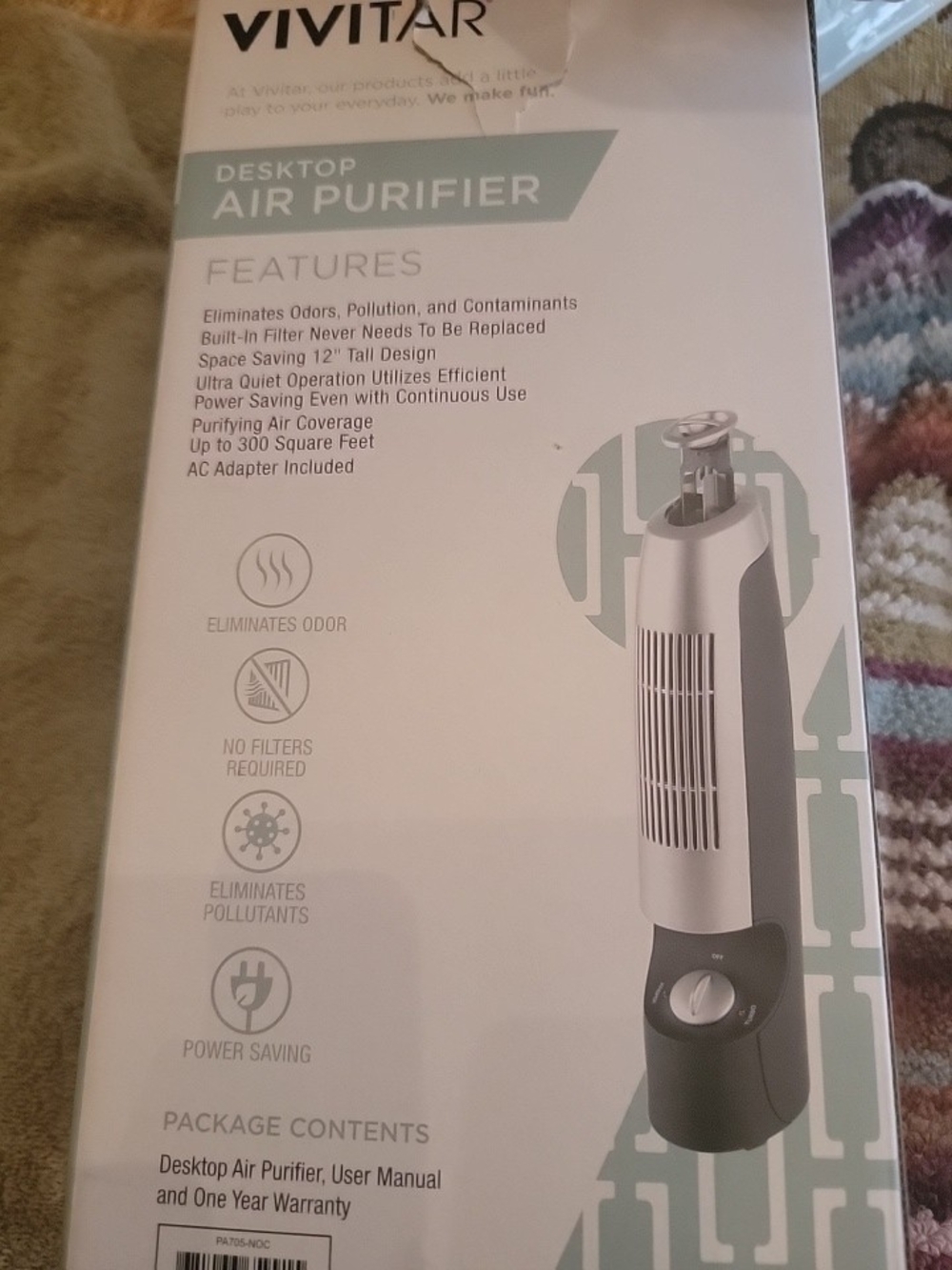 Vivitar Desktop Air Purifier in White and Black
